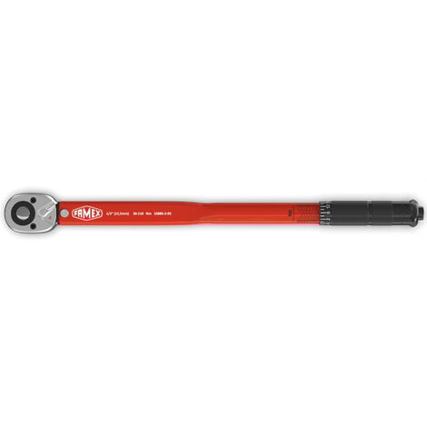 FAMEX Clé dynamométrique 1/2", 30-210 Nm, avec douilles 17, 19, 21 mm, Tolérance de ±4 %, 10886-3-RS
