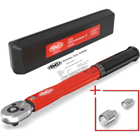 FAMEX Clé dynamométrique 1/4", 5-30 Nm, Tolérance de ±3 % pour vélo, 10878-2A
