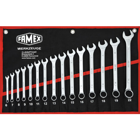 FAMEX 10349-15 Jeu de clés mixtes avec poche - 15 pcs (1/2)