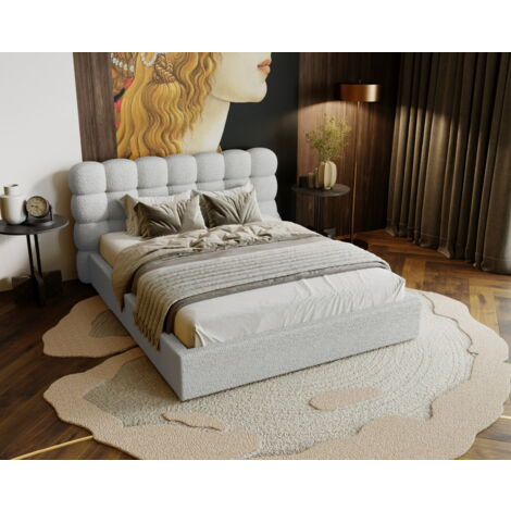 Doppelbett 160x200 Parlas - Polsterbett mit Bouclé stoff - Lattenrost ...
