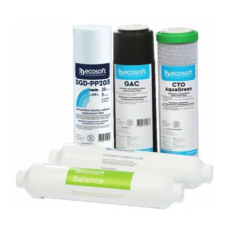 Filtres de remplacement pour osmoseur BWT Ecosoft P'URE Balance – Pack de 4 cartouches filtrantes – Filtration 5 microns et charbon actif (1/2)