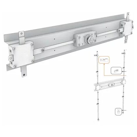 Serrure multipoints pour porte de garage basculante – 4 points de verrouillage – Cylindre haute sécurité – Acier galvanisé – Dimensions 850x164x70mm – Mottura