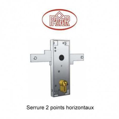 Serrure électrique centrale 2 points horizontaux – Corps en acier nickelé – Déverrouillage intérieur/extérieur – Entraxe 70mm – Tringles droites – Prefer (1/2)
