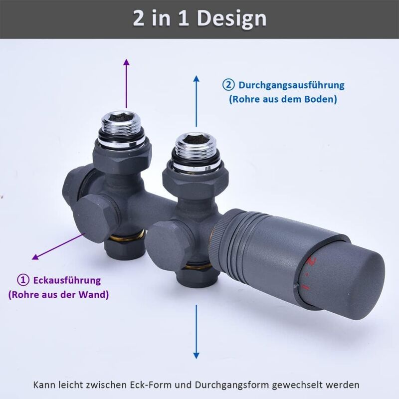 ELEGANT Heizkörper Modern Anthrazit 600x767mm Mit Anthrazit Multiblock