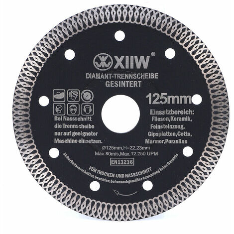 125mm Diamanttrennscheibe Trennscheibe 1.4mm dünn für harte Fliesen Granit