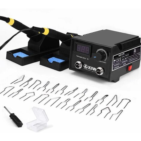 Brandmalerei 100W mit 23-teilig Spitz und zwei Stiften, Holzbrenner Brennkolben Set, Temperatur Einstellbar 0-750°C, Brandmalstation Brandmalkolben Brandmalgeräte für Holz, Leder und Kork