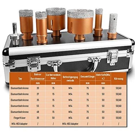 Diamantbohrer Set Fliesenbohrer - 6/6/6mm Bis 20mm Für Keramik & Granit