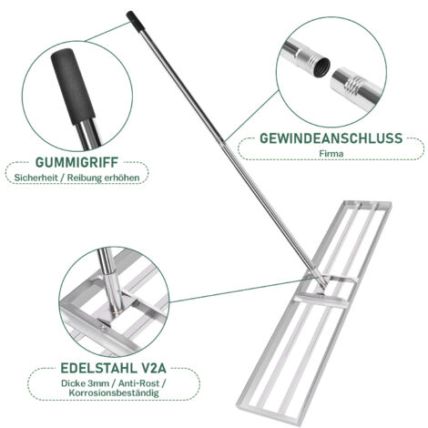 SattesGrün Profi XXL 100cm Rasenrakel Rakel zum Sanden Abziehen