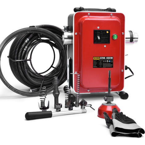 400W Rohrreinigungsmaschine Abflussreinigungsmaschine Rohrreinigungsgerät 450U/min, 18.5xØ16mm Federspirale, Rohre Abflussreinige, 230V-240V