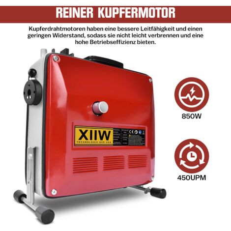 ZELCAN 850 W buisreinigingsmachine, buisreinigingsspiraal, elektrisch