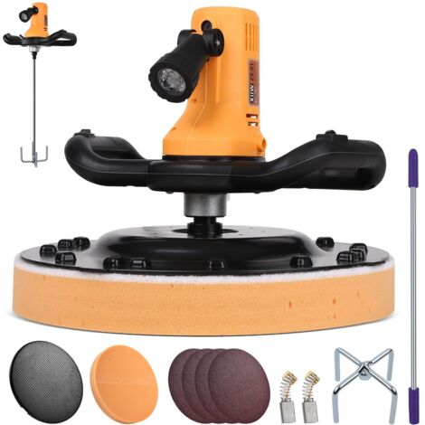 2in1 Putzglättmaschine Ø380mm & Rührwerk, 1680W 280-2800UPM Putzbearbeitungsmaschine mit LED, Beton Mörtel Rührer Handrührwerk Putzmaschine Poliermaschine Wandschleifer Betonglätter 6 Geschwindigkeit