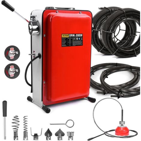 16mm 33M Spiralen Elektrische Rohrreinigungsmaschine 390W 450U/min für Ø20-100mm Rohrleitungen Rohrreinigungsspirale Ø8mm 10M, Rohrreinigungsgerät Rohrreiniger Abflussreiniger Reinigung Drain Clean