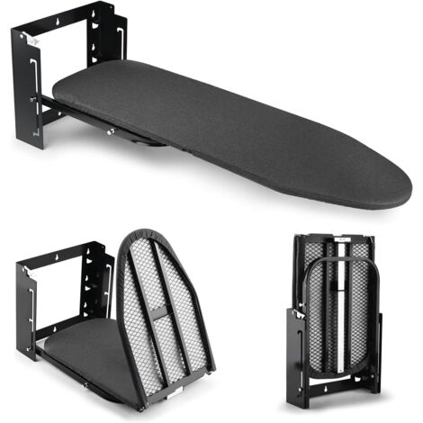 Bügelbrett Klappbar mit Wandmontage ist höhenverstellbar, Ironing Board mit Abnehmbarem hitzebeständigem Platzsparende Bügelbretter für Wäschereien 92 x 31 x 31 cm - Schwarz