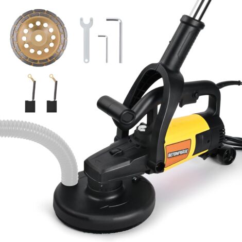 Wand- und Betonschleifer Betonfräse Set mit Langer Handgriff [3800W, 180 mm Diamantschleiftopf, 6 Drehzahlregelbar, 0-6000 UPM, 230V] Staubdicht Absaugaufsatz Absaughaube Putzfräse für Winkelschleifer (1/5)