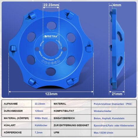 Diamant-Schleiftopf ø125mm - Turbosegment - für Winkelschleifer Diamant-Schleiftopf ø125mm - Turbosegment - für Winkelschleifer