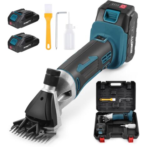 Akku Schafschermaschine, 500W Elektrische Schafschere Mit 2x2500mAh Akkus, 6 Geschwindigkeiten Professionelle Elektrische Kabellose Schafschere Kompatibel mit Makita 18V Akku für Alpakas Tiere Schafe