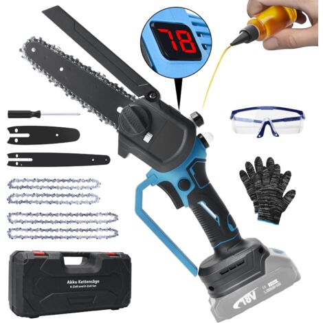 Mini Kettensäge 8 Zoll and 6 Zoll, Bürstenloser Motor Akku Kettensäge Kompatibel mit Makita 18V Akku, Handkettensäge mit Gehärtete Legierungsketten für Gartenscheren, Holzschneidenz (ohne Akku)