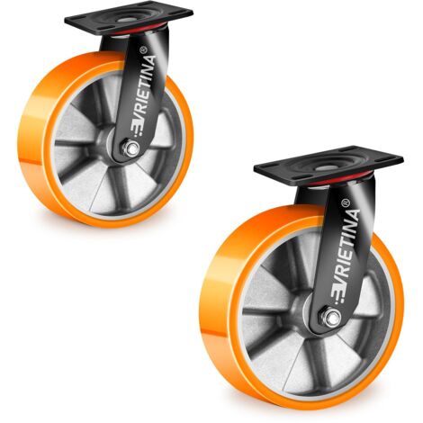 2 Stück 125 mm Schwerlastrollen, 360° Lenkrollen Konstruktion mit Aluminiumkern, Drehbar Industrierollen Schwerlast für Forschungslabore, Industrielle Anlagen, Tragkraft 800 kg