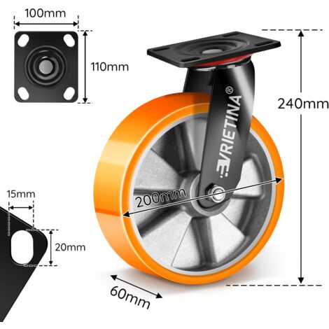 Wagner System Transportgeräte-Lenkrolle (Durchmesser Rollen: 125 Mm, Traglast: 300 Kg