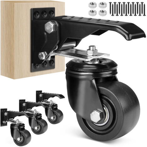 75mm Absenkbare Transportrollen Schwerlastrollen mit Hebe- und Senkfunktion Maximale Belastung von 250kg (4 Rollen) für Werkbänke oder andere Geräte