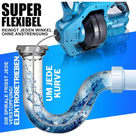 Rohrreinigungsspirale 7,6 M Mit Bohreraufsatz – Flexibler Abflussreiniger Aus Edelstahl Für Waschbecken, Dusche, Küche, Inkl. Handschuhe, Manuell Oder Mit Akkuschrauber
