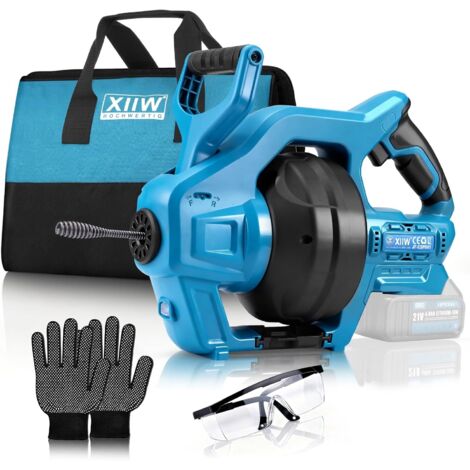 Akku-Rohrreinigungsspirale Automatik [7,6m] Kompatibel mit Makita 18V Akku, Elektrisch Rohrreinigungsmaschine Abflussreiniger f. 19-85mm, Rohrreiniger Abfluss Spirale f. Küche Bad Toilette, 650U/m