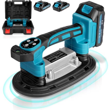 2 IN 1 Akku Fliesenrüttler & Saugnäpfen mit 2x2000mAh Akkus, Fliesenvibrator mit 22.5x12 Saugnapf  250KG Adsorption  9 Gang Einstellbaren 25000u/min Fliesenmaschine für 0.3-1.8m Fliesen Wandfliesen