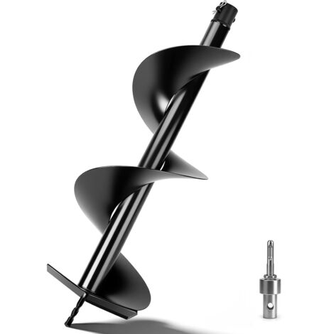 Erdbohrer ⌀250mm, Erdbohrer für Bohrmaschine mit SDS-PLUS Adapter, Erdlochbohrer für Bohrhämmer mit 80 cm Länge Erdlochbohrer für Benzin-Erdbohrgeräten, Elektro-Erdbohrgeräten, SDS-PLUS-Bohrhämmern