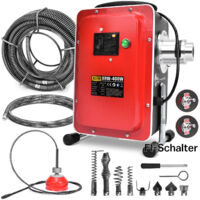 400W 450U/min Elektrische Rohrreinigungsmaschine mit FI-Schalter für Ø30-100mm Rohrleitungen Rohrreinigungsspirale Ø10mm 5M, 16mm 18,5M Spiralen, Rohrreinigungsgerät Rohrreiniger Abflussreiniger