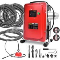 16mm 37M Spiralen Elektrische Rohrreinigungsmaschine 400W 450U/min mit FI-Schalter für Ø30-100mm Rohrleitungen Rohrreinigungsspirale Ø10mm 5M, Rohrreinigungsgerät Rohrreiniger Abflussreiniger