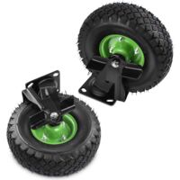2 Stück Lenkrollen mit Bremse Set Ø 250 x 90 mm Rad, Ruhig Luftrad auf Stahlfelge Schwartz mit Stoßdämpfung, Bollerwagen & Transportwagen Kit