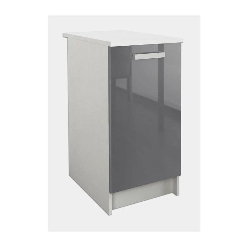 START Mueble bajo de cocina L 60 cm con encimera incluida - Gris brillante