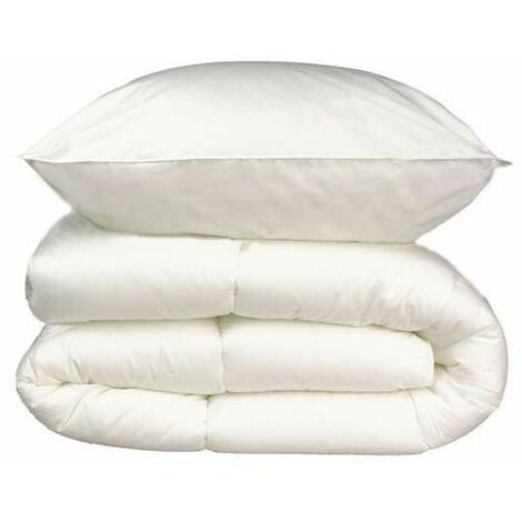 Paquete de ropa de cama de microfibra - 1 edredÛn c·lido 140x200 cm + 1 almohada  60x60 cm blanco