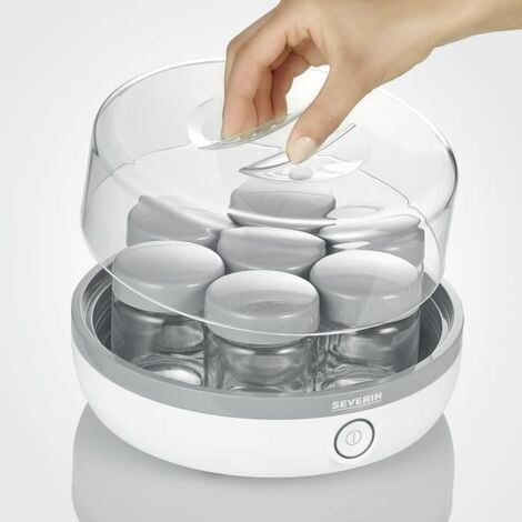 HOMCOM yogurtera 20W capacidad 1,26L con 7 tarros de cristal de 180 ml  termostato ajustable