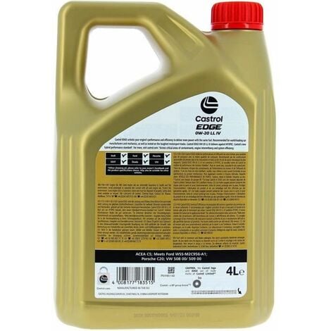 Aceite de motor Castrol EDGE 5W-30 LL HYSPEC en garrafa de 5