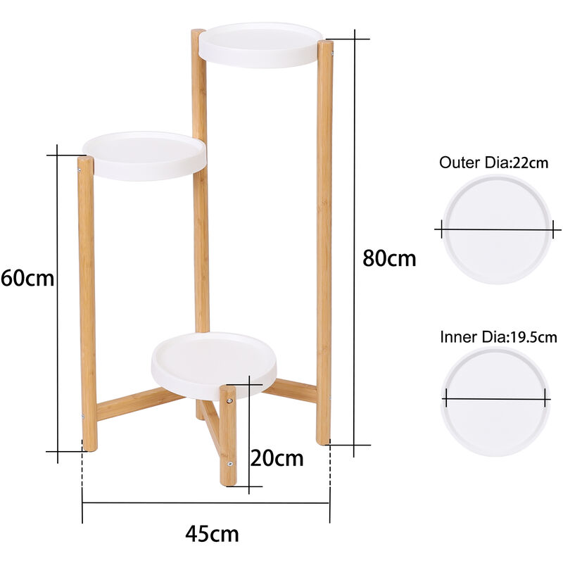 3 Livelli Scaffale Portapiante Portavasi Piedistallo per piante interno  esterno Scala Portafiori in bambù