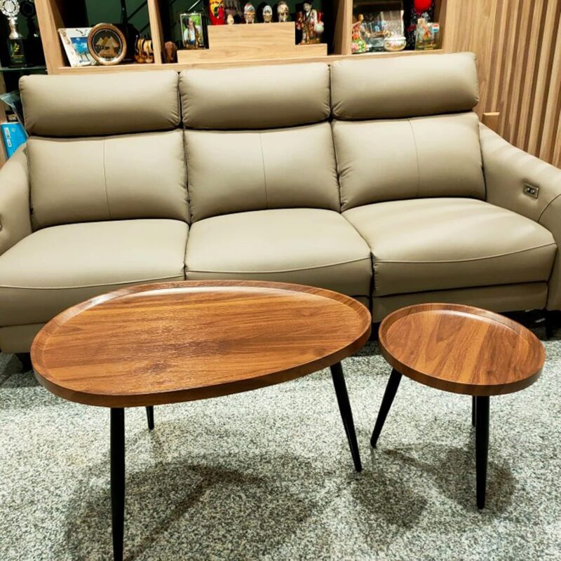 Set di 2 tavolini impilabili in metallo e legno