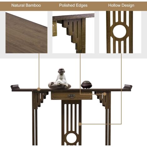 Tavolo Consolle ingresso bambu con cassetto consolle stretto e lungo Corridoio Salone 81,5x31,2x82,8 cm