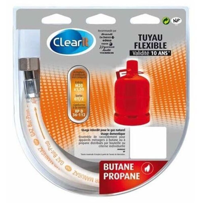 Tuyau de Gaz Butane - HOME EQUIPEMENT - 90114REC - 2m - Validité 10 ans