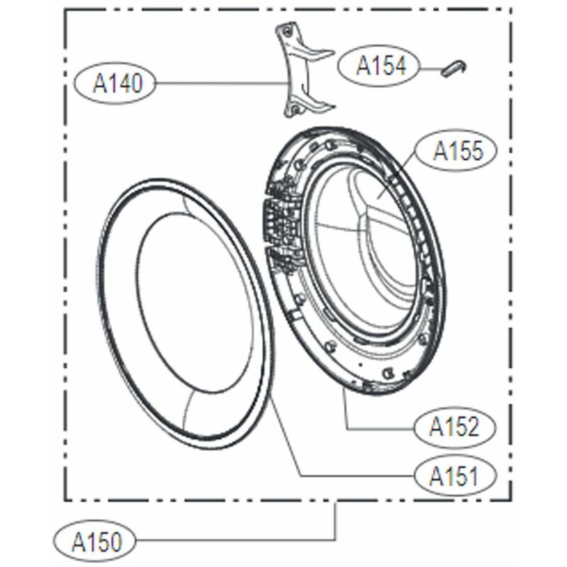 Hublot complet repère A150 (ADC74745510) Lave-linge LG