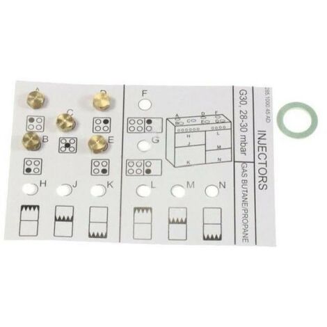 Beko – Kit injecteurs gaz butane pour cuisinière – Compatible modèles 4431930003 et GM15121DX – Conversion facile pour gaz butane