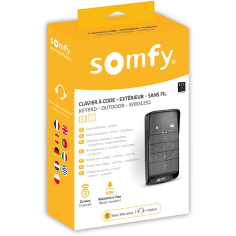 SOMFY 1870916 - Clavier à code 2 touches radio RTS - Pour ouvrir un moteur RTS de portail et/ou porte de garage avec un code - Sans fil - Etanche - 2