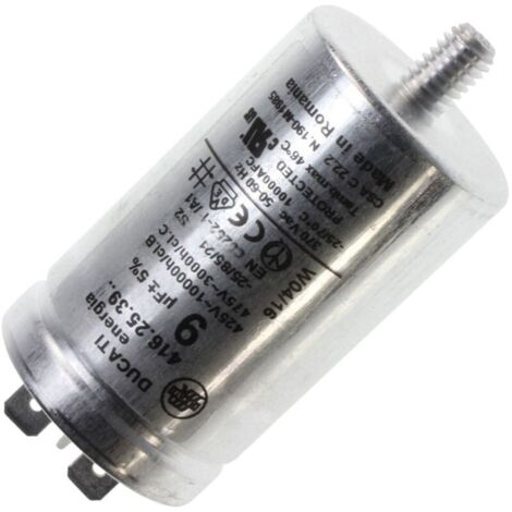 Condensateur 9UF pour sèche-linge – Compatible ARISTON, HOTPOINT, INDESIT, WHIRLPOOL – C00279463 – Pièce détachée technique