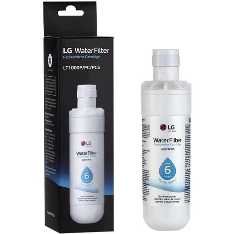LG – Filtre à eau LT1000P pour réfrigérateurs américains – Capacité de 757 litres – Débit 1,9 litres/min – Remplacement tous les 6 mois