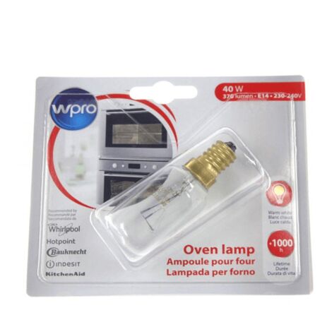 Ampoule 300° 40W 230-240V T29 (484000008841, C00385586) Four micro-ondes AEG, ARTHUR MARTIN, ARTHUR MARTIN ELECTROLUX, BAUKNECHT, BEKO, BRANDT, DE DIETRICH, ELECTROLUX, FAGOR, FAURE, IKEA WHIRLPOOL, J (1/2)