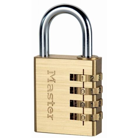 Master Lock – Cadenas à combinaison 4 chiffres en aluminium massif – Anse en acier chromé – Résistant au sciage et à la coupe – Pour bagages et casiers (1/10)