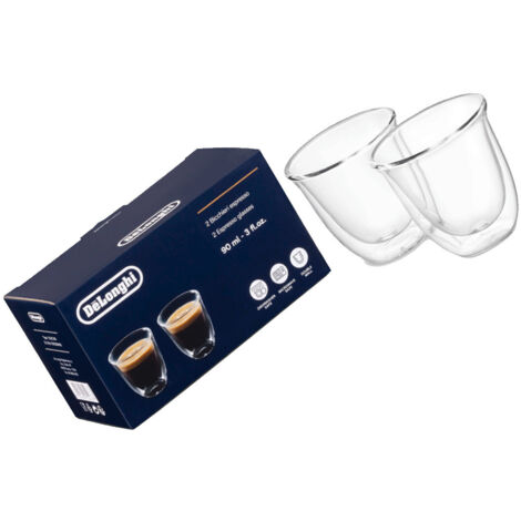 Lot de 2 tasses en verre pour cafetières DeLonghi – Design élégant – Faciles à nettoyer – Compatibles avec plusieurs modèles