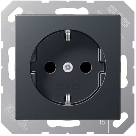 Cache De Prise Schuko 2P TT Avec Couvercle NOIR JUNG LS 1520 BFKIKL SW