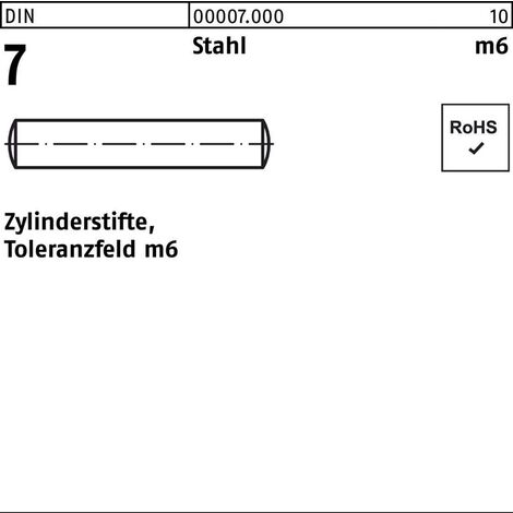 DIN 7 Zylinderstifte Stahl 2,5 m6 x 8 S 1000 Stk