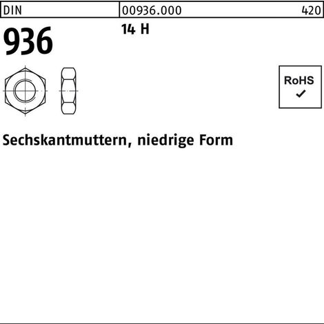 Sechskantmutter DIN 936 M 42 x 4,5 Stahl blank